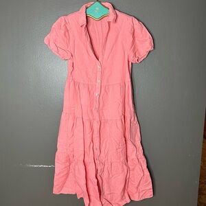 Zara Coral Button-Front Midi Dress